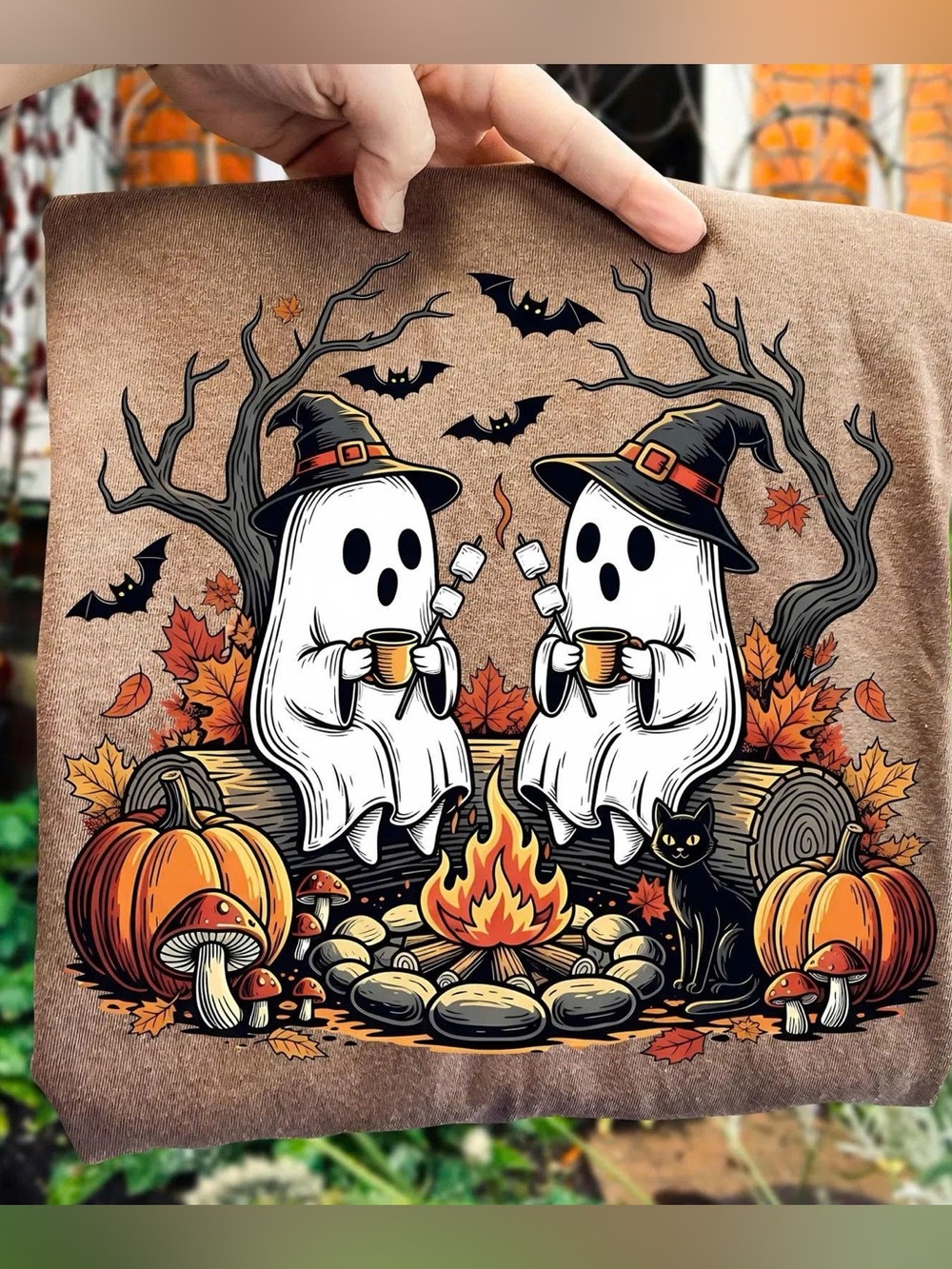 Halloween Ghost Kids Costume Tee - Brown Ghost Campfire Design